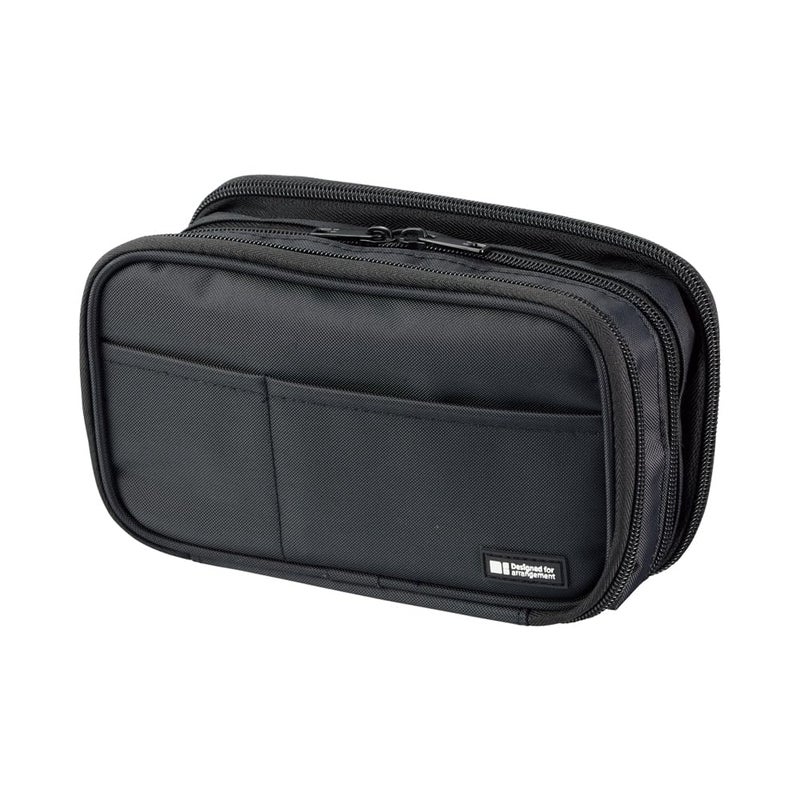 LIHIT LAB Large Capacity Triple Zipper Pencil Case For School Office College, Big Capacity 8 Compartments Pencil Bag Holder Adults Teen Boys Girls, Travel Cosmetics Storage, Jet Black (A7556-124) - Image 1